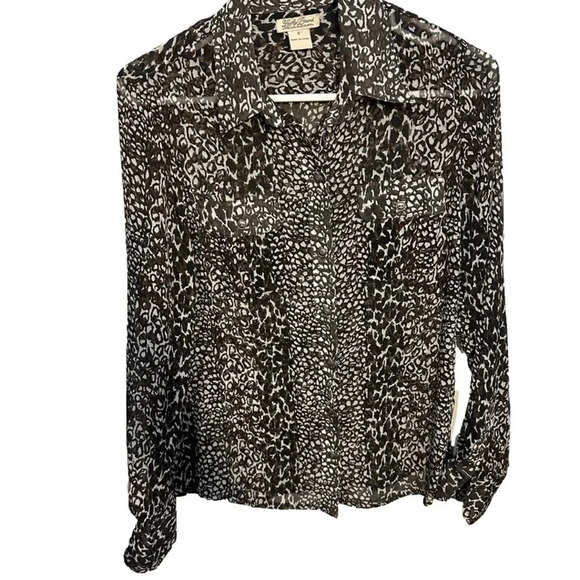 Lucky Brand Animal Print Button Down Top Size Small - Picture 1 of 5